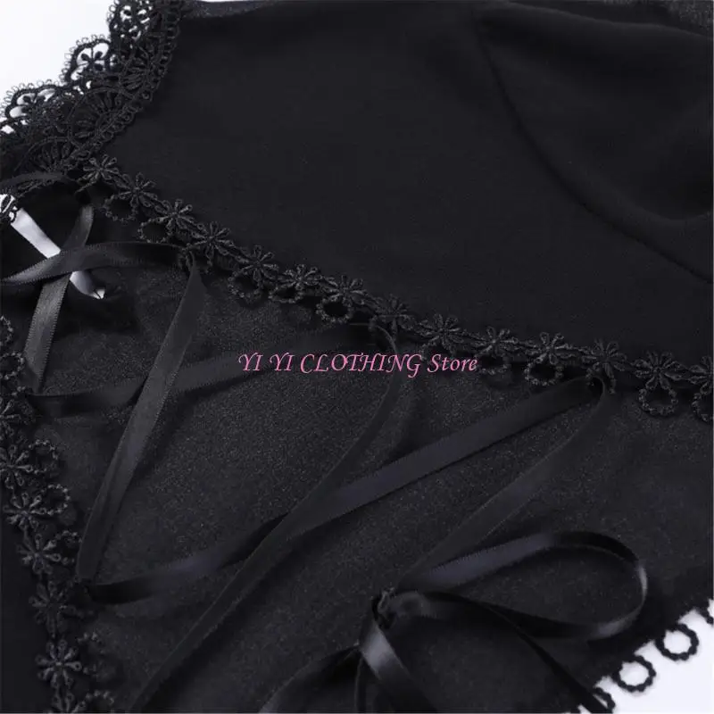 N5KF Mesh Crop Tops for Women See Through Shrug Long Sleeve Open Front Tie Cover Up Sexy Rave Outfits Sheer