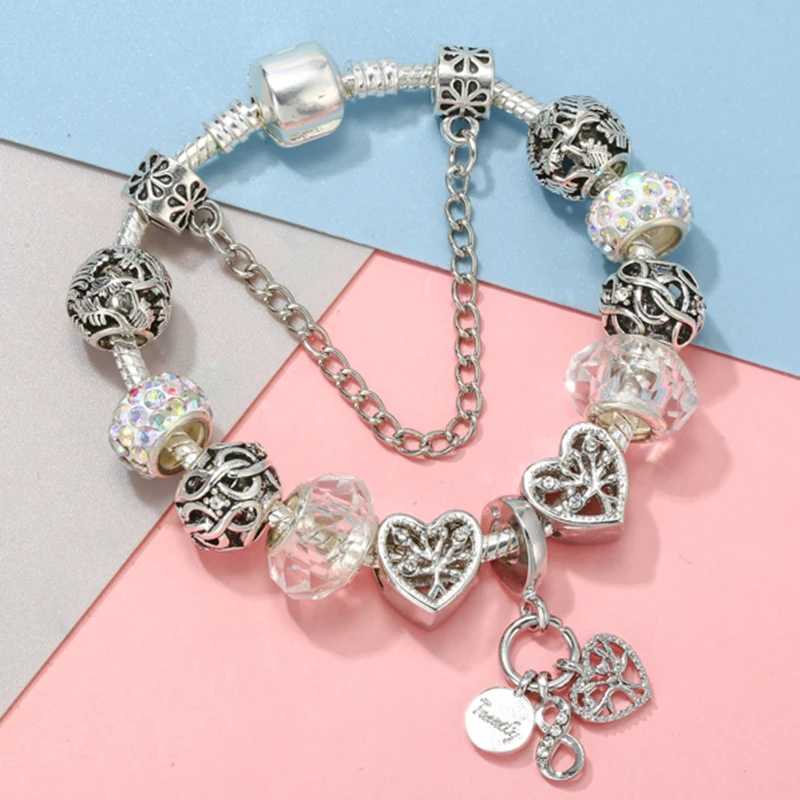 Togory DIY Charm Bracelet For Women With Wisdom Tree Maple Leaf Charms Beads Pendants High-Quality Jewelry Dropshipping