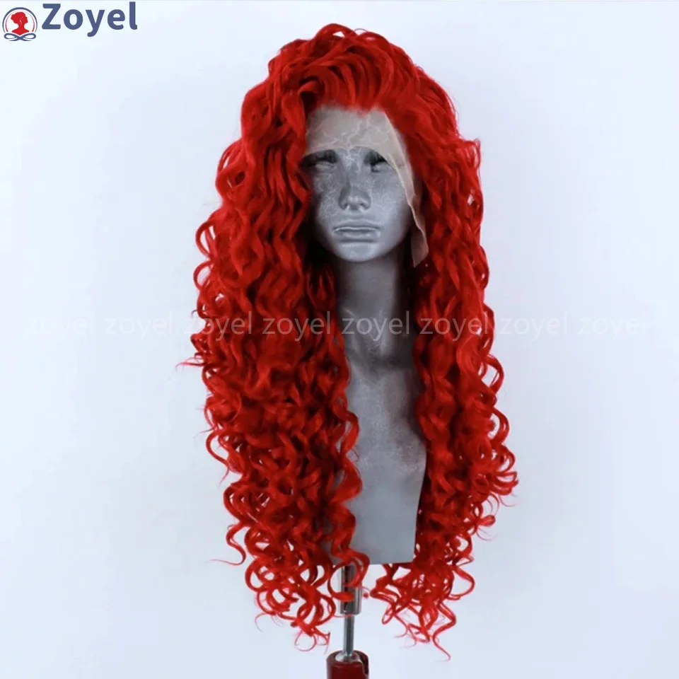 

13*4 Kinky Curl Synthetic Lace Front Wigs Synthetic Red Hair Curl Wig for Black Women Heat Resistant Daily Party Cosplay Use