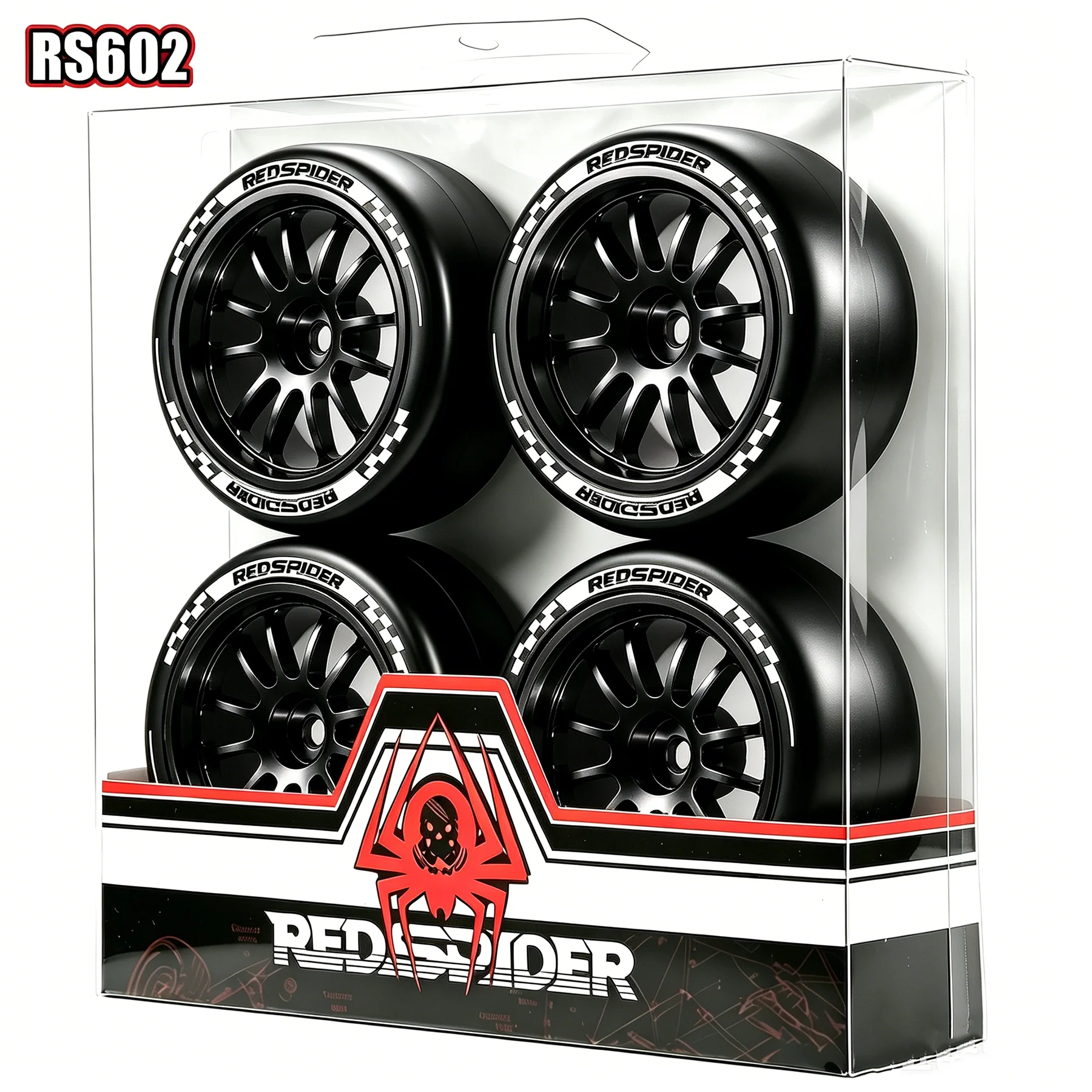 RED SPIDER 4Pcs 1/10 RC Rally Drift Tires 65mm Racing Tyre Metal Wheel Rims 12mm Hex  for RC Drift Kyosho MST Wltoys USUKANI