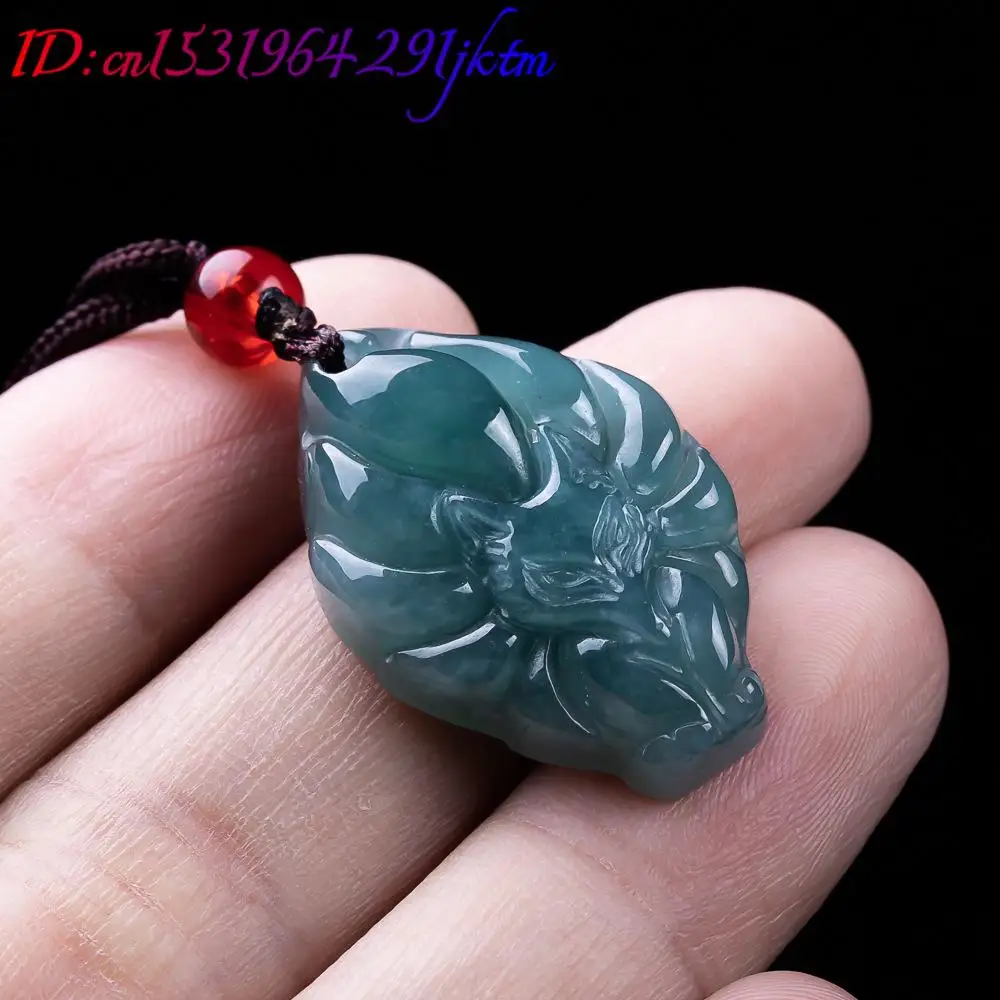 Natural Burmese Jadeite Fox Pendant Necklace Vintage Accessories Gemstone Real Jade Designer Fashion Jewelry Gifts for Women view 4