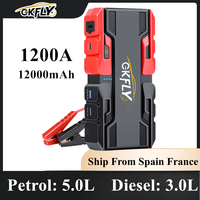 GKFLY 1200A Car Jump Starter 12000mAh Power Bank Portable Starting Device Car Battery Charger Booster Buster for Diesel Petrol