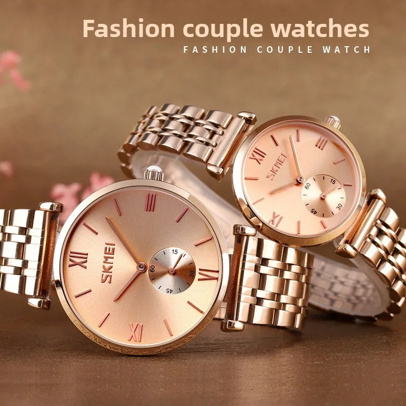 Mother of Pearl Dial Couples Watch, Stainless Steel Band Unisex Quartz Wristwatch, Matching His & Hers Set