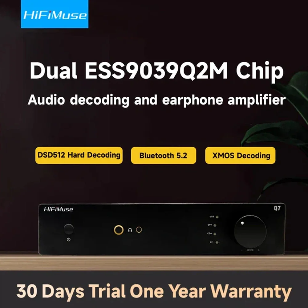 

Портативный ЦАП и усилитель HiFiMuse Q7, два чипа ES9039Q2M, Bluetooth 5.2, балансный выход 4,4 мм, Hi-Fi аудиоусилитель для наушников