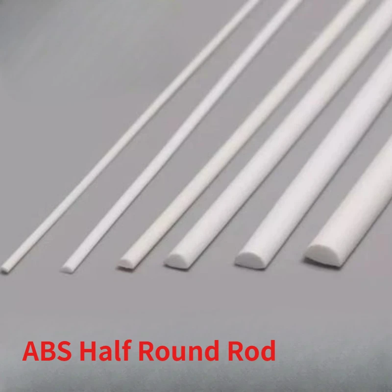 5-20pcs ABS Half Round Rods for Crafting Models Smooth Surfaces Size 1/1.5/2/3~8mm Durables Plastic Strips for DIY Architectural