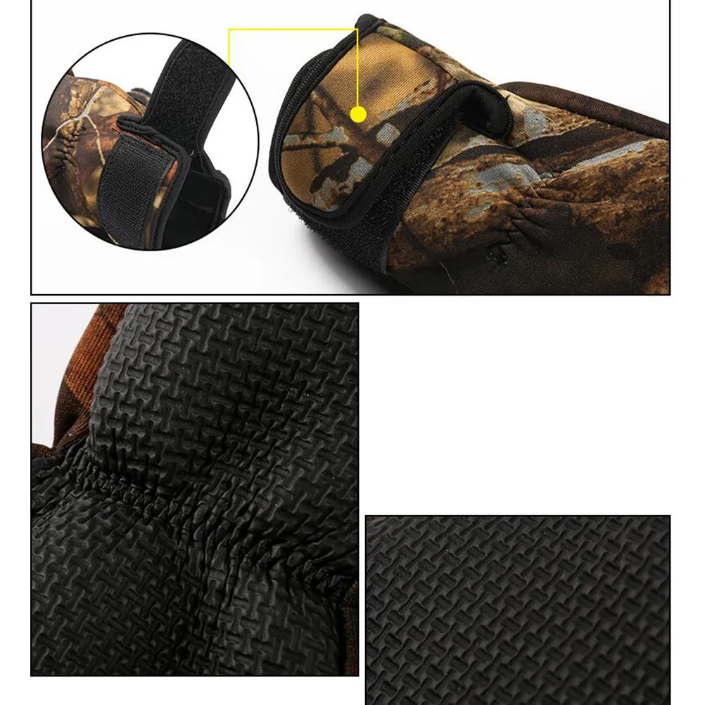 

1 пара противоскользящих спортивных перчаток из неопрена, термостойкие рыболовные перчатки с открытыми 3 пальцами, дышащие, удобные, камуфляжные, размер XL