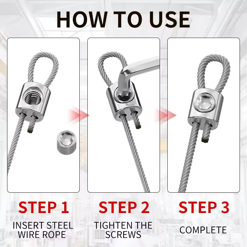 20 Sets of Adjustable Stainless Steel Wire Rope Clips, Suitable for Home Cable Clips, Office, Outdoor, and Camping Cable Hanging Clips - Durable Metal Hardware Accessories, Camping Accessories, Stylish Metal Clips, Double-Hole Design
