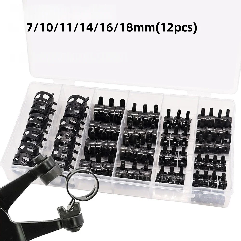 72Pcs 1Set 7/10/11/14/16/18Mm Q673B Vacuum Spring Fuel Clip Oil Water Hose Pipe Tube Clamp Black Assortment Kit