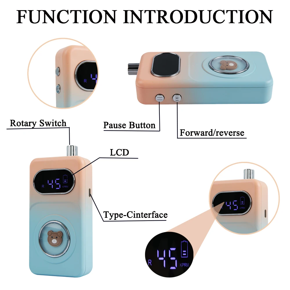 45000RPM Mini Portable Nail Drill Machine Professional Rechargeable Electric Low Noise Nail Sander File for Manicure Salon Tool