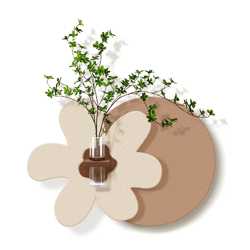 

DIY hydroponic green plants dining room decorative painting with vase three-dimensional sandstone led luminous mural cream wind