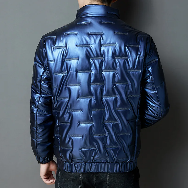 MRMT 2024 Brand New Men's Down Padded Jacket Reflective Shiny Casual Stand-Up Collar Men's Padded Jacket Jacket Padded Jacket