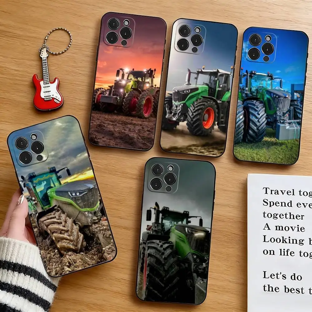 Funda para Teléfono Tractor F-Fendt para iPhone 17, 16, 15, 14, 13, 12, 11 Plus, Pro Max, Otros, Cubierta Negra Suave