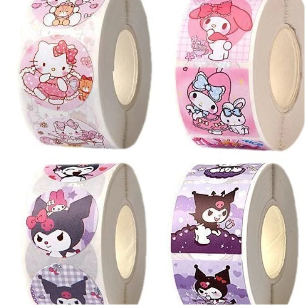 Рулон мультяшных наклеек/500 шт. милые наклейки Cinnamoroll My Melody Kuromi, награды, студенческие справочники, подарочные декоративные наклейки