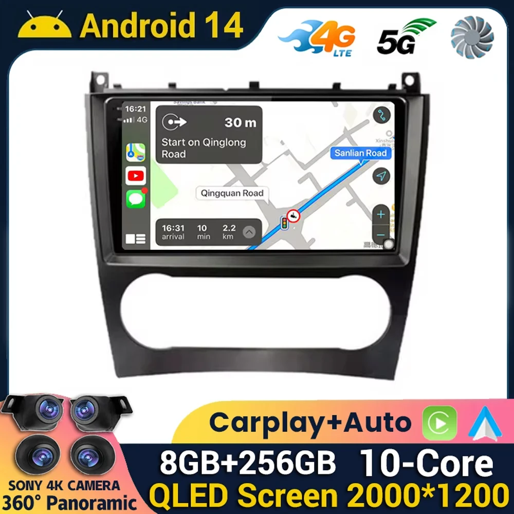 

Android 14 Car Radio For Mercedes Benz W203 W209 C180 C200 C220 C230 2005 - 2009 Multimedia Video Player GPS Navi Stereo Carplay