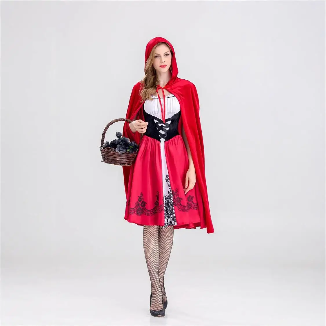 

Adult Halloween Red Hooded Dress Cosplay Costume Cloak Party Performance Outfit Red Ball Gown Stage Costume Women's Wear