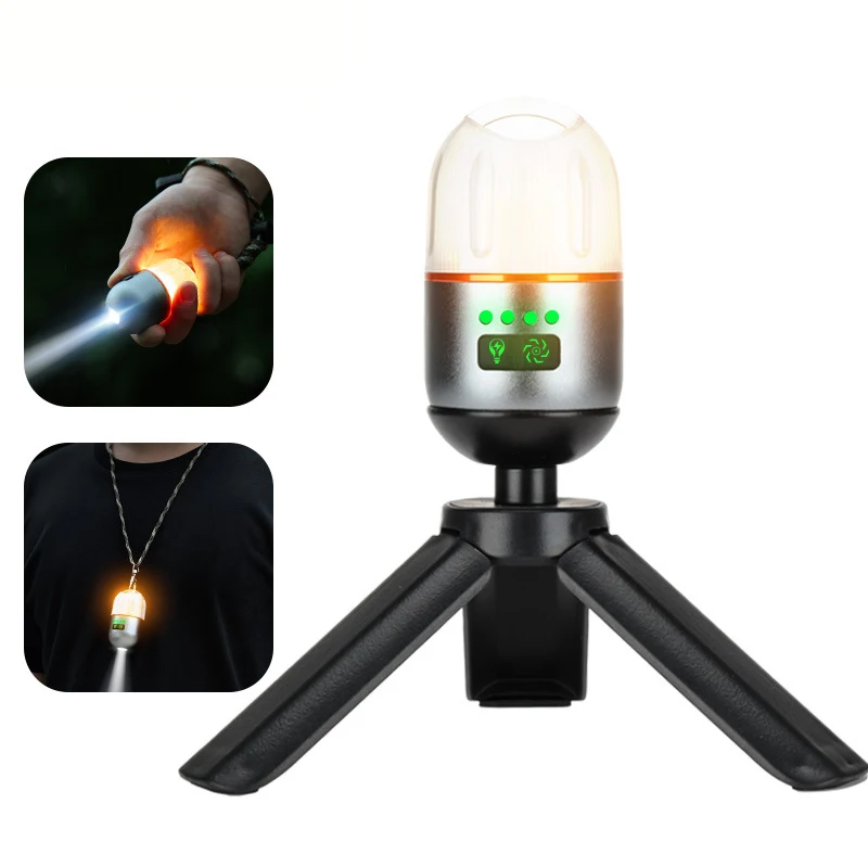 Multifunctional Camping Light with Stand Outdoor Ambiance Lamp Built-in Battery Rechargeable Strong Light Flashlight Work Lights