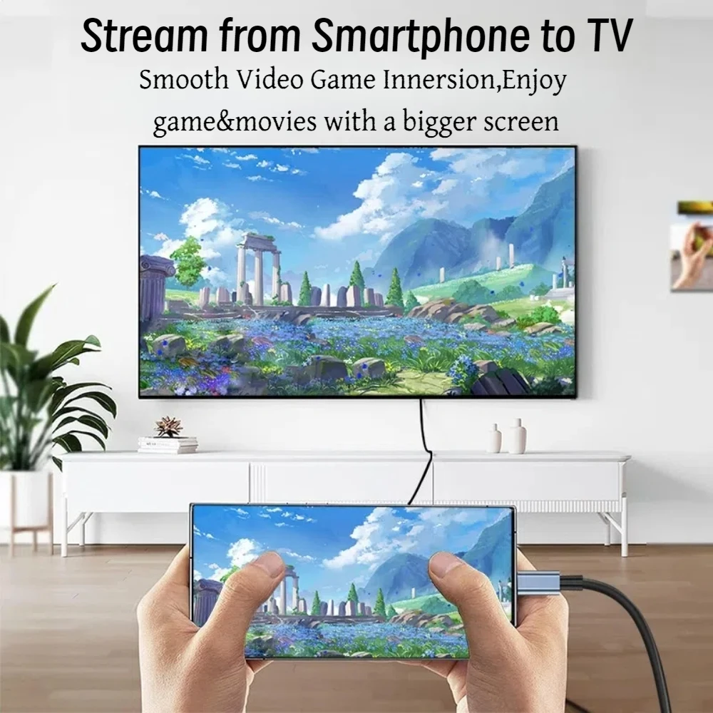 8K UHD Type-C to HDMI Cable with 8K 60Hz/4K 120Hz Perfect for Streaming Gaming Support iPhone 15 Series Samsung S Mac Pro Switch