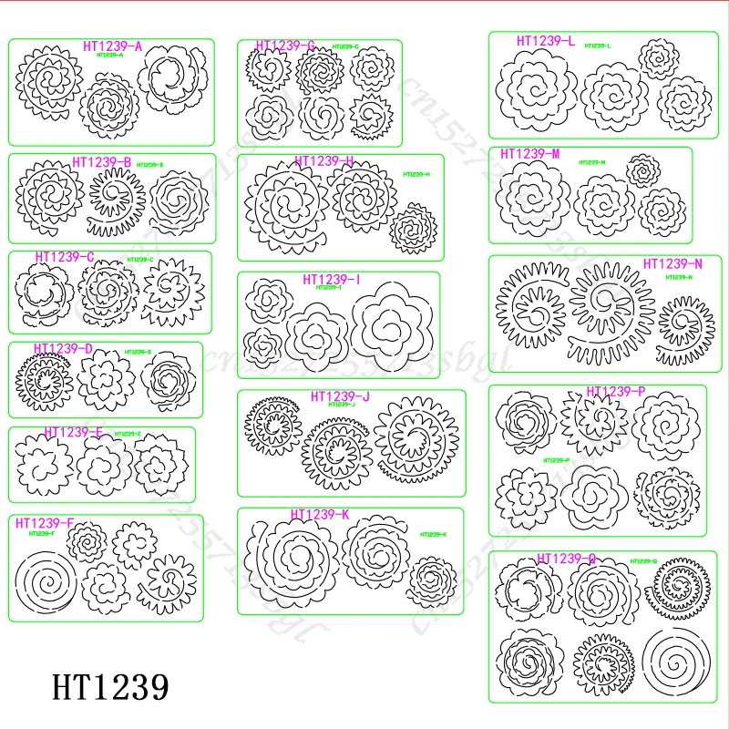 Kędzierzawe matryce do cięcia kwiatów-nowa matryca do wycinania i drewniana forma, HT1239 nadaje się do zwykłych maszyny do cięcia matryc na rynku.