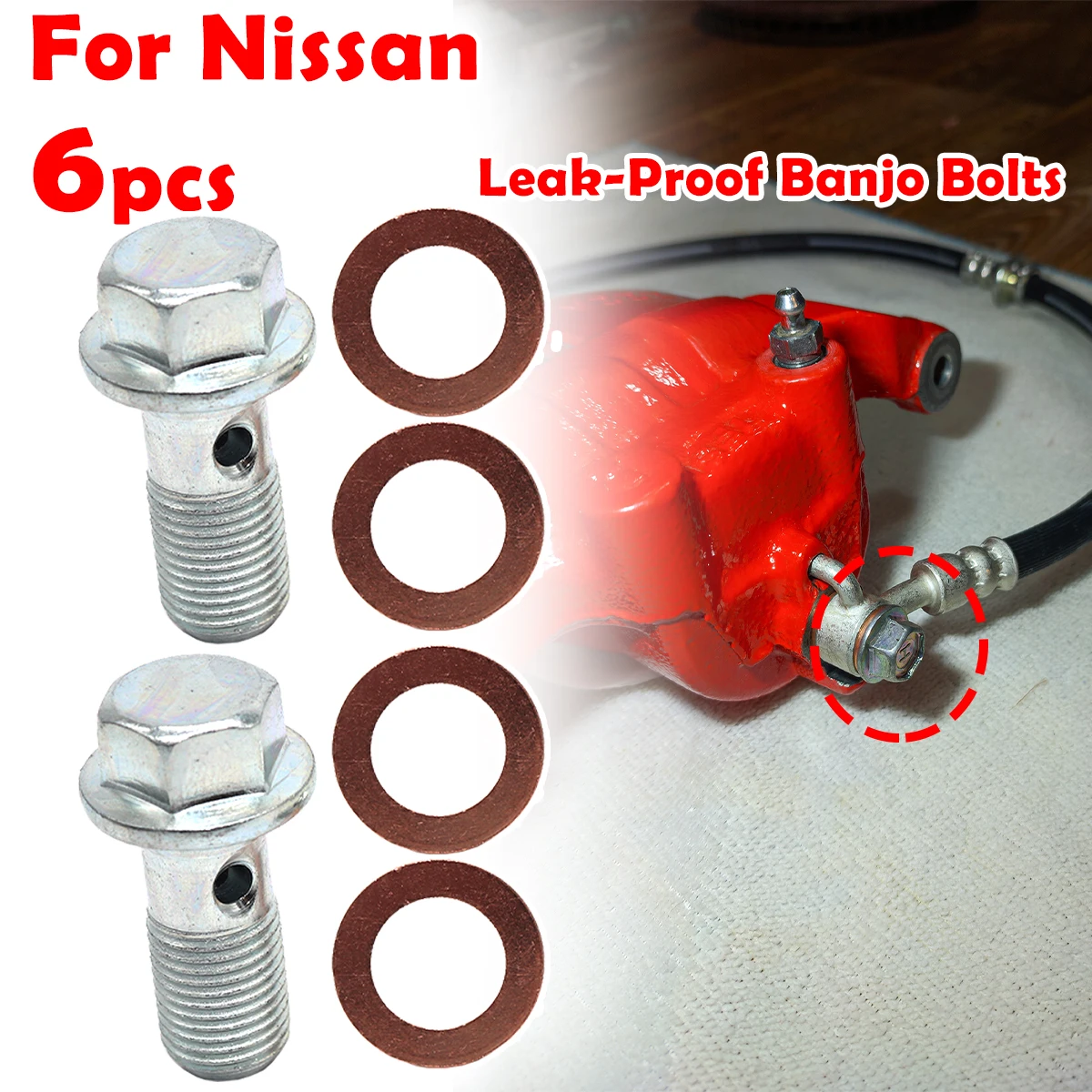 

Front Rear Left Right Caliper Hose Lines Banjo Bolts Copper Sealing Washers For Nissan X-Trail T31 T30 Juke F15 Patrol Pulsar