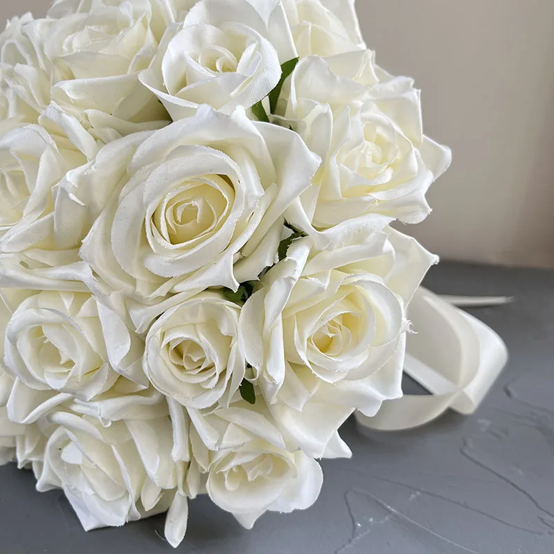 Wedding Bouquet for Bride Artificial Flowers Roses White Boutonniere Groom Bridal Bouquet Bridesmaid Corsage Wedding Accessories