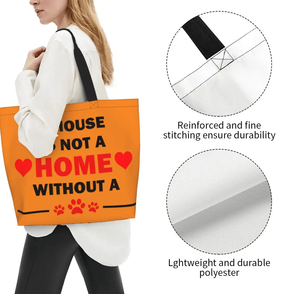 Een Huis Is Geen Huis Zonder Boodschappen Draagtas Vrouwen Kawaii Canvas Shopper Schoudertas Grote Capaciteit Handtassen