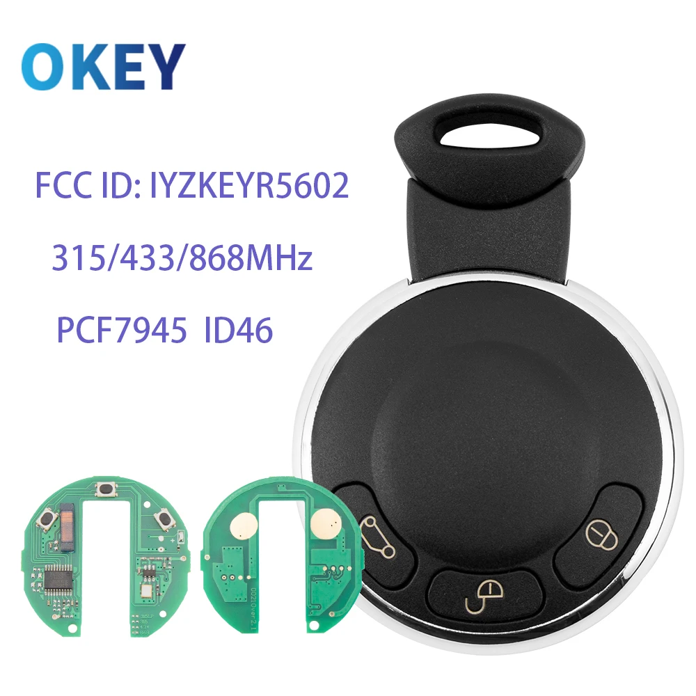 

Okey удаленный автомобильный ключ IYZKEYR5602 для BMW Mini Cooper 315/434,2/868 МГц PCF7945 ChipAuto ключ смарт-карты PN: 456368-03