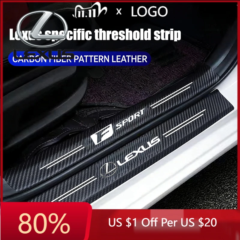 

2026 Hot Interior Stickers Carbon Fiber Car Door Sill Threshold Anti Protective Stickers Decals For Lexus F SPORT IS250 IS200 CT