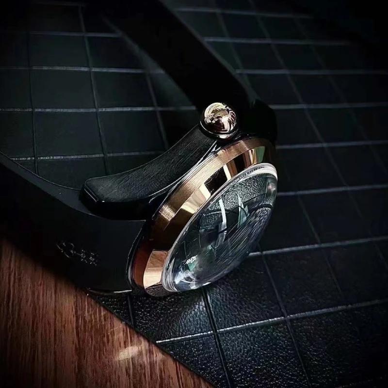 Reloj mecánico para hombre, espejo de burbuja redondo, movimiento de precisión, reloj de moda para hombre, reloj con forma artística