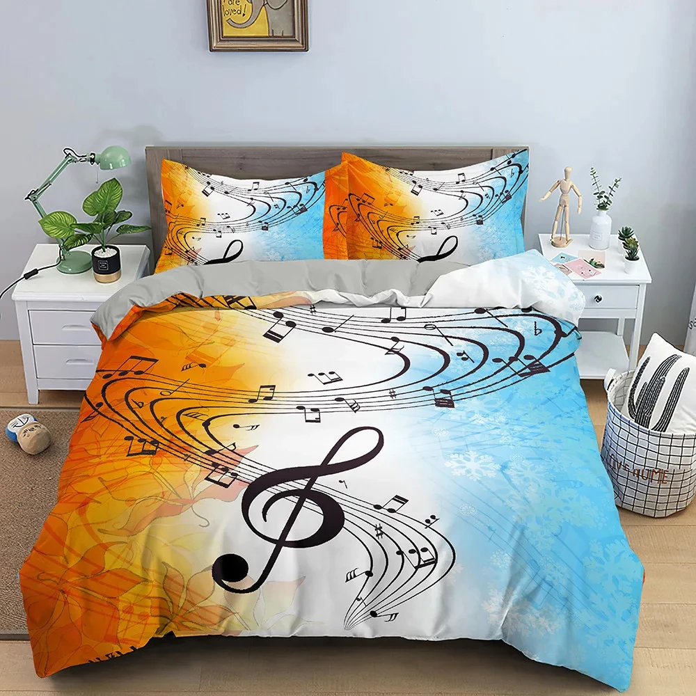 

Music Duvet Cover Musical Notes Bedding Set Microfiber Instrument Violin Cello Quilt Cover Twin Full Queen King for Girls Teen