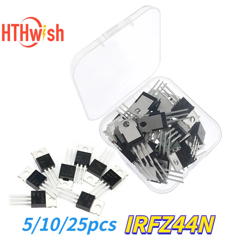 5-25PCS IRFZ44N TO220 Mosfet Transistor Kit High-Performance Power MOSFET 49A 55V Field Effect Transistors Free Shipping