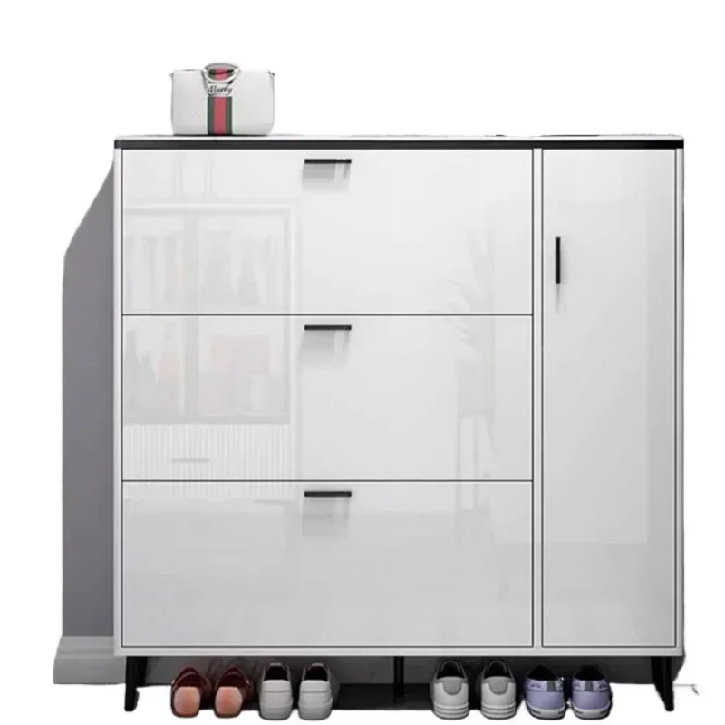 Ultra Thin White Shoe Cabinet for Entryway