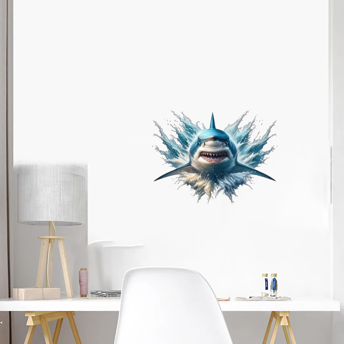 Three Ratels CF30 Fierce Shark Art Personalized Wall Stickers for Home Decoration Toilet decals car stickers