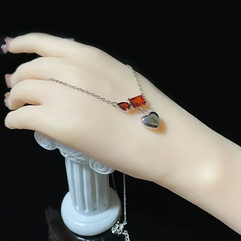 MDL مويسانيتي.. نمط جديد قلادة Tian'ku Ins ضوء فاخر تصميم متخصص الحب زركونيا طبقة مزدوجة سلسلة الترقوة بالجملة #2