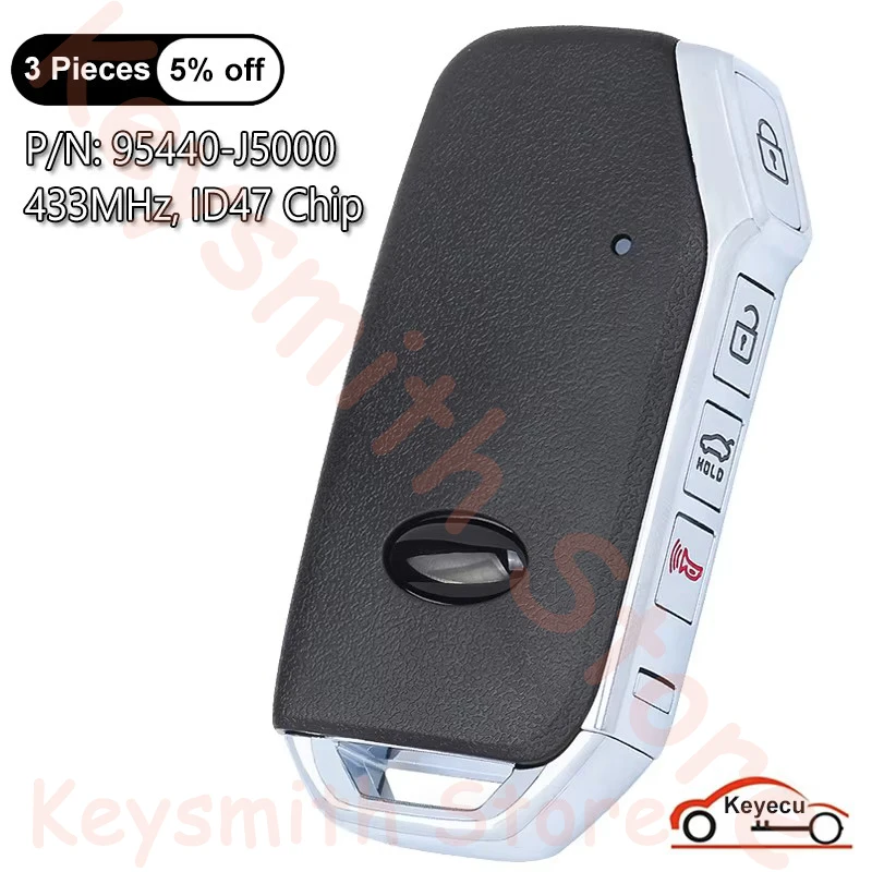 KEYECU 4 Buttons 433MHz ID47 Chip for Kia Stinger 2018 2019 2020 Auto Smart Remote Key Fob P/N: 95440-J5000 FCC ID: TQ8-FOB-4F15