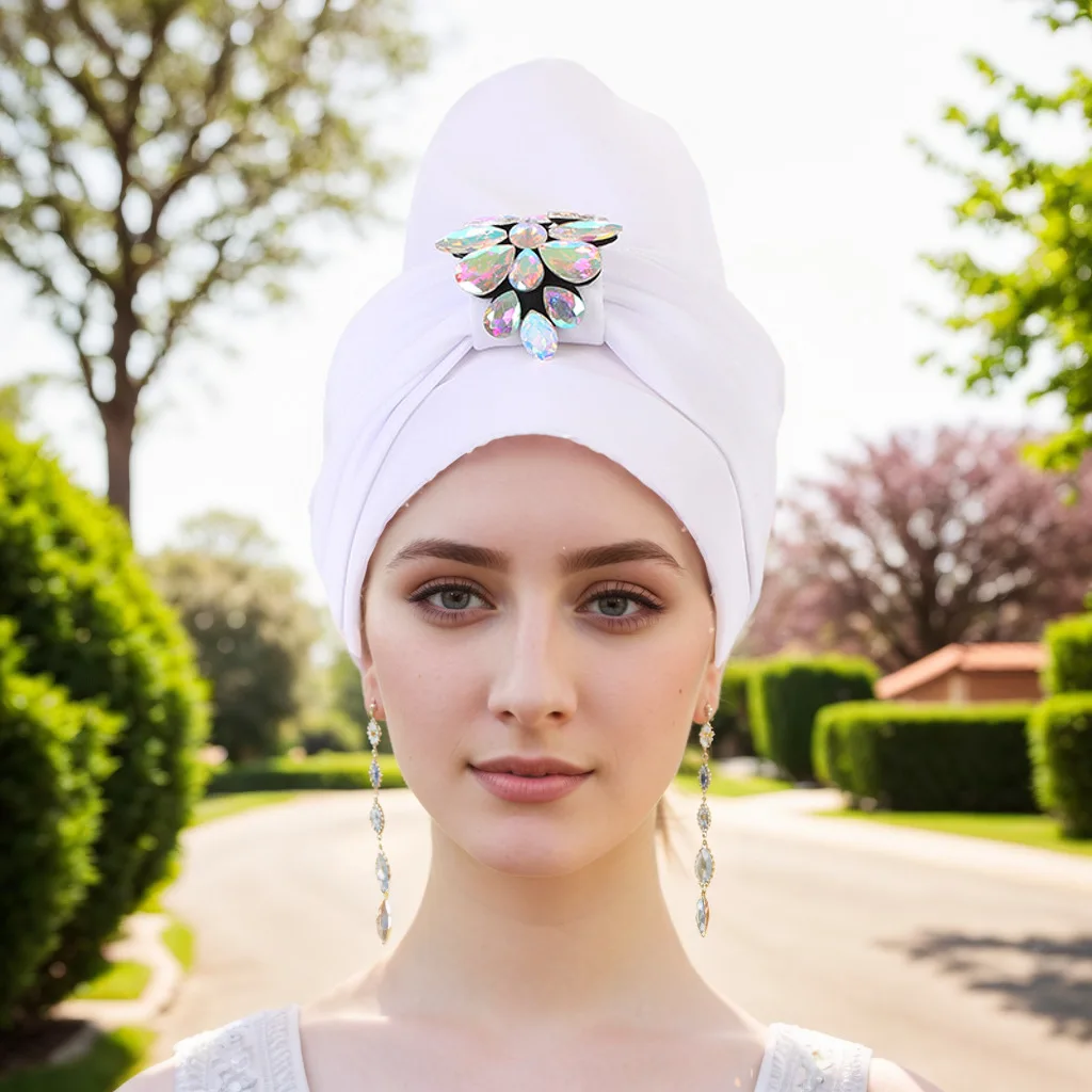 

Африканский капот с бриллиантами, тюрбан, химиотерапия, повязка на голову, шляпа, авто Геле, африканский Aso Oke, готовый к ношению, мусульманский хиджаб, головной платок от выпадения волос