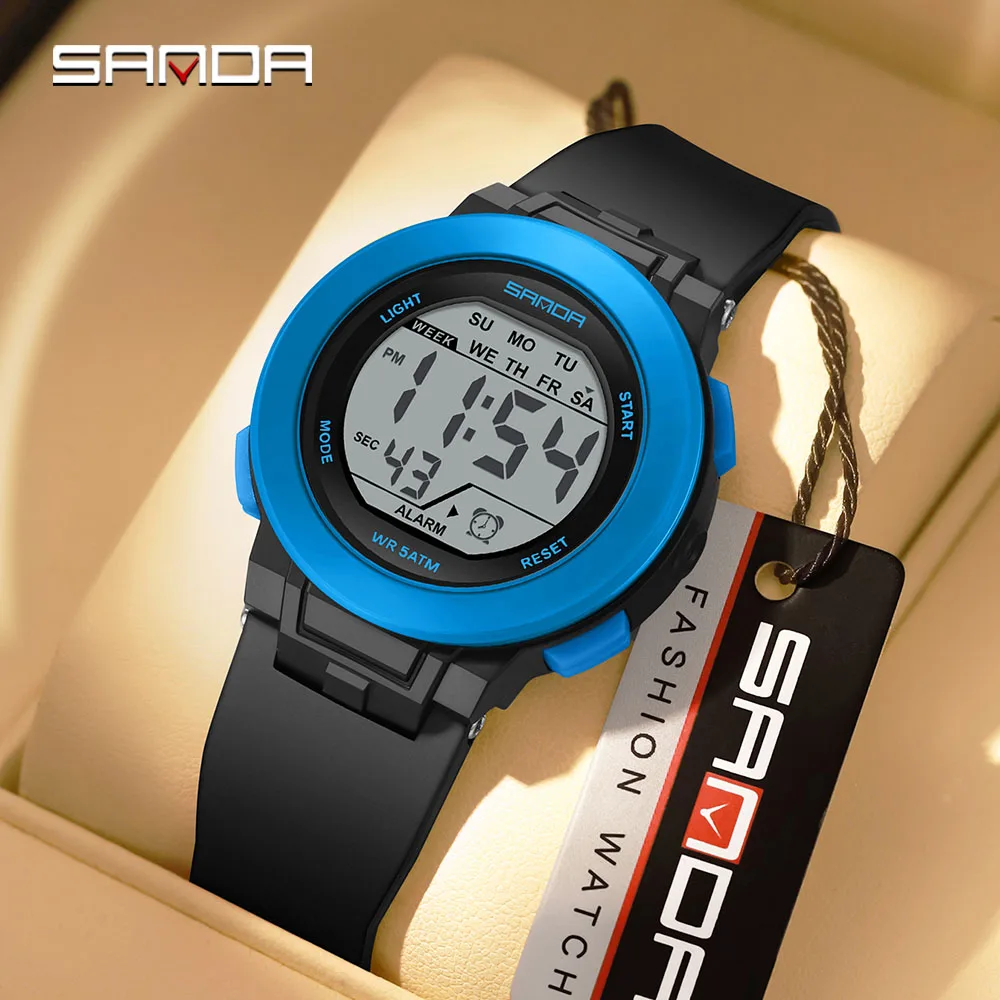 SANDA new 6383 multifunctional color light watch for high school students' sports, men's and women's electronic watches
