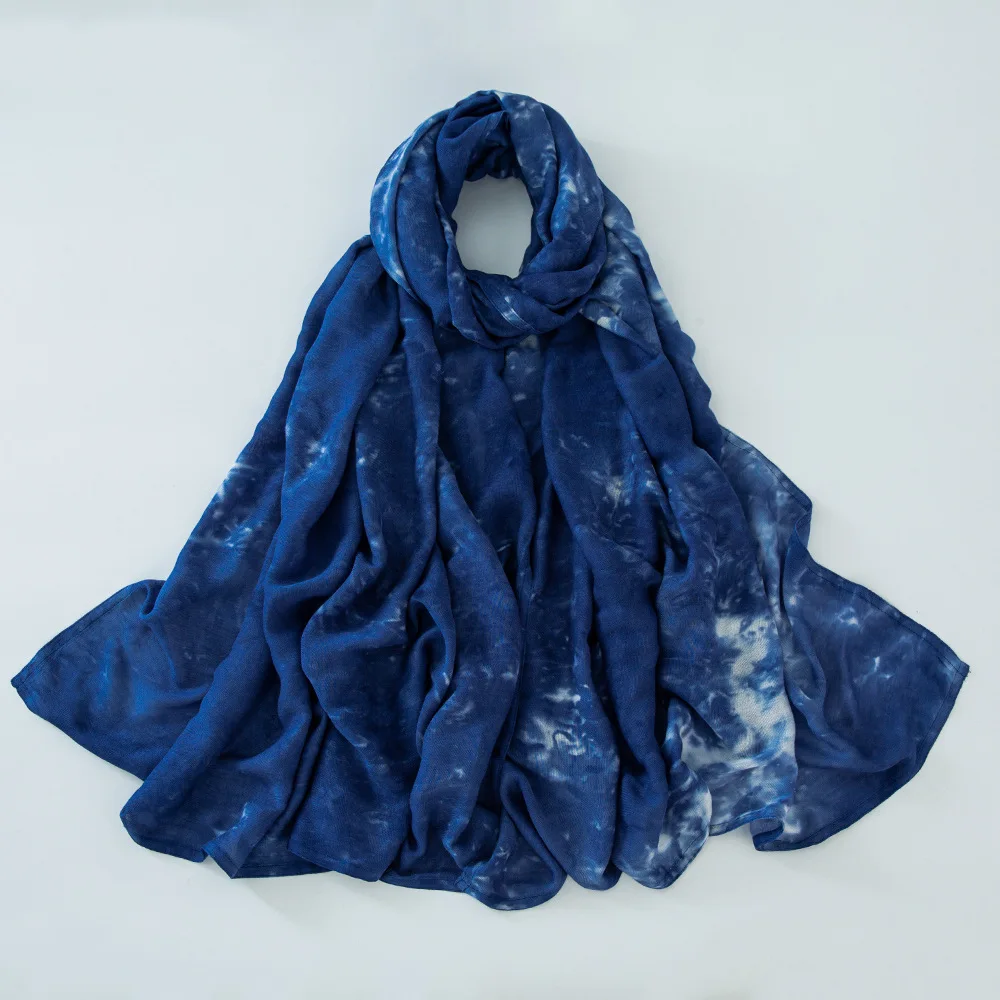 Summer New Tie-dye Scarf For Women Girls Gradient Wide Edge Modal Sunscreen Scarves Soft Shawl Breathable Cotton Wrap Shawls - view 5