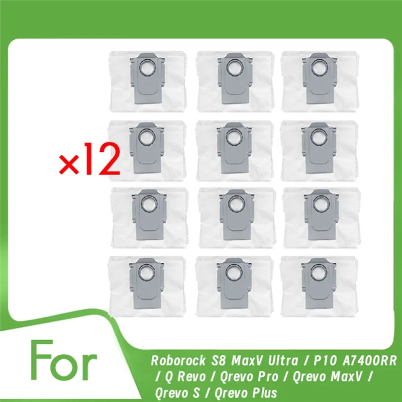 -A14E 12 stuks stofzakken voor Roborock S8 Maxv Ultra / P10 A7400RR / Q Revo / Qrevo Pro / Qrevo Maxv / Qrevo S / Qrevo Plus Robot