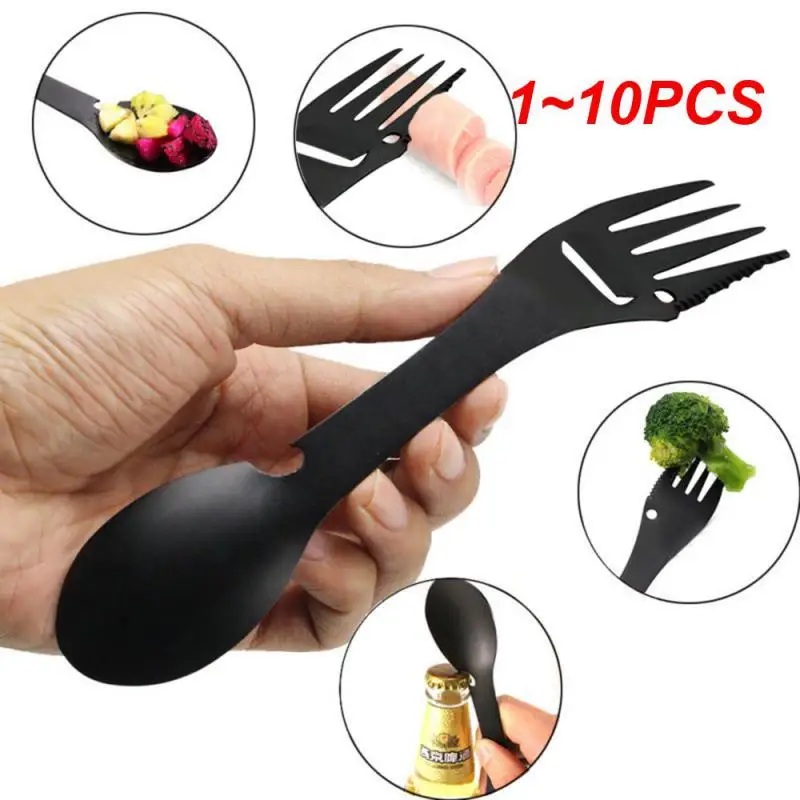 

Outdoor Survival Tools 5 in 1 Camping Multi-functional Kit Practical Fork Knife Spoon Bottle/Can Opener