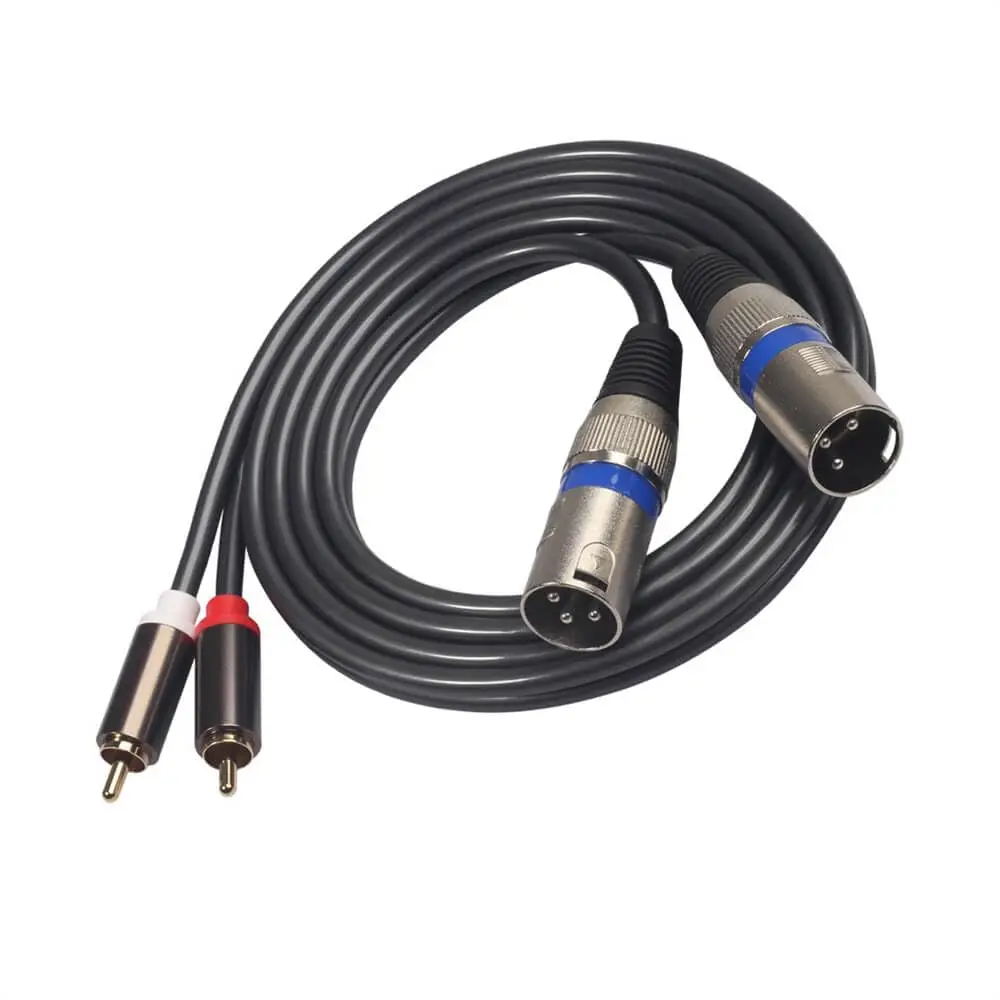 Gold Plated 2RCA Male Plug to 2XLR Male Audio Extension Cable for Mixer Pure Copper Wire RCA to XLR Adapter Cable 1.5M