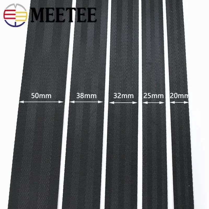 5Meters 20-50mm Black Nylon Webbing Tape Polyester Car Safety Seat Belt Ribbon Band Backpack Strap Pet Collar Crafts Material