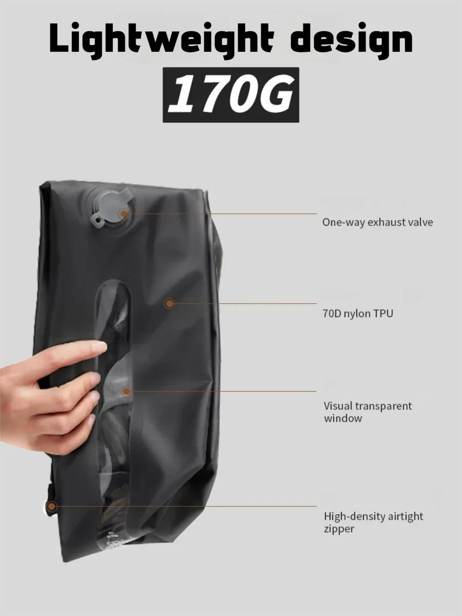 حقيبة تخزين مضغوطة مقاومة للماء من مادة TPU مكعب تعبئة للسفر مع صمام منظم محكم خفيف الوزن للملابس وأمتعة التخييم