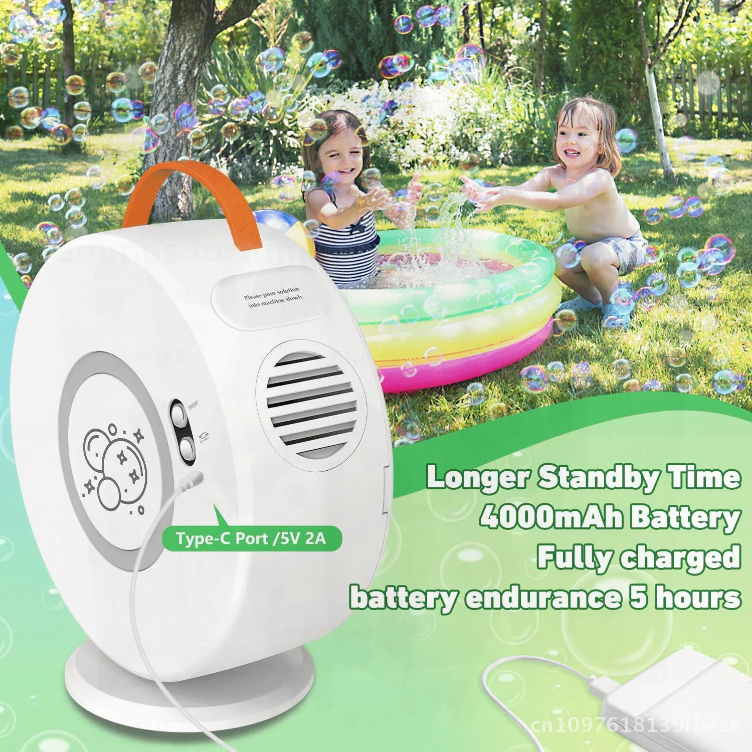 ماكينة فقاعات أوتوماتيكية للأطفال 360 ° لعبة فقاعات كهربائية على شكل دونات دوارة للعب في الهواء الطلق مادة ABS #5