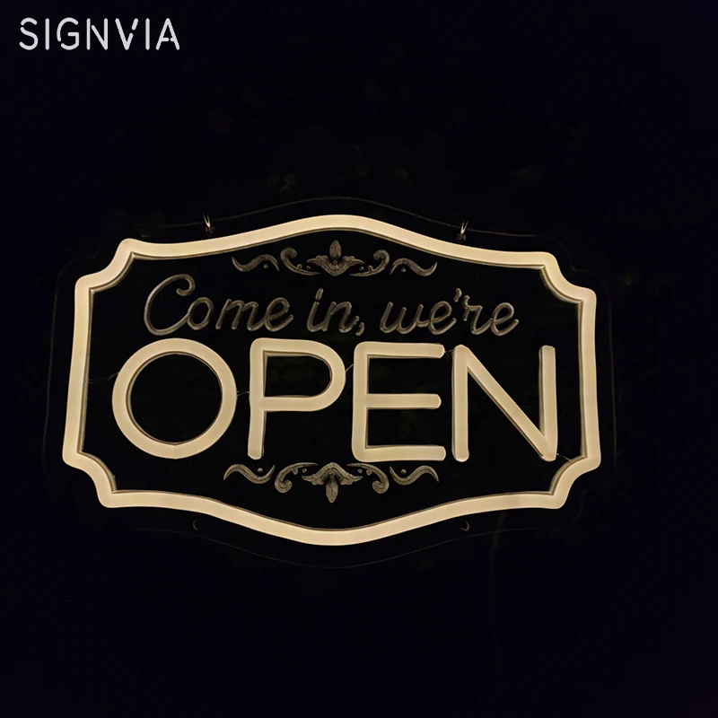 LED White Color Open Signs Wedding Party Neon Light Room Wall Bar Club Bedroom Business Decor Aesthetic Decoration Neon Lamp