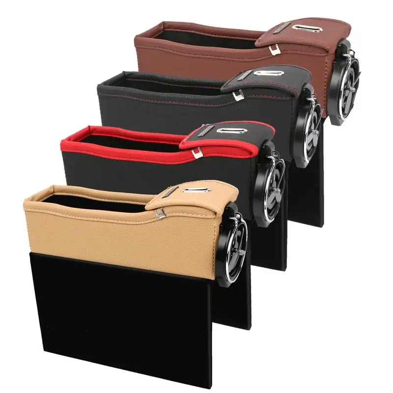 

Car Seat Filler Organizer PU Leather Seat Storage Box With Cup Holder Automotive Side Filler Organizer For Phone Glasses Keys