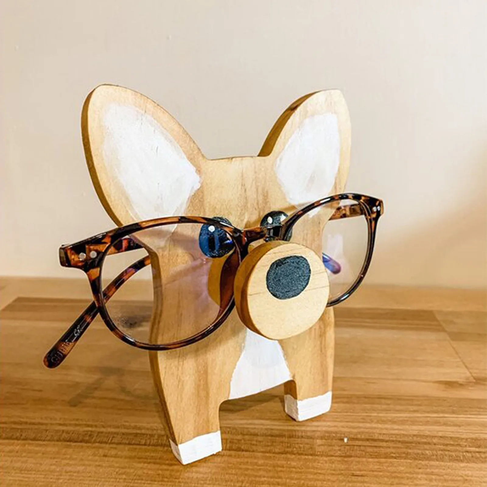 Corgi Dog Glasses Holder Stand Puppy Dog Glasses Frame Christmas Gift Cute Pet Wooden Ornament Sunglasses Eyeglass Display Rack