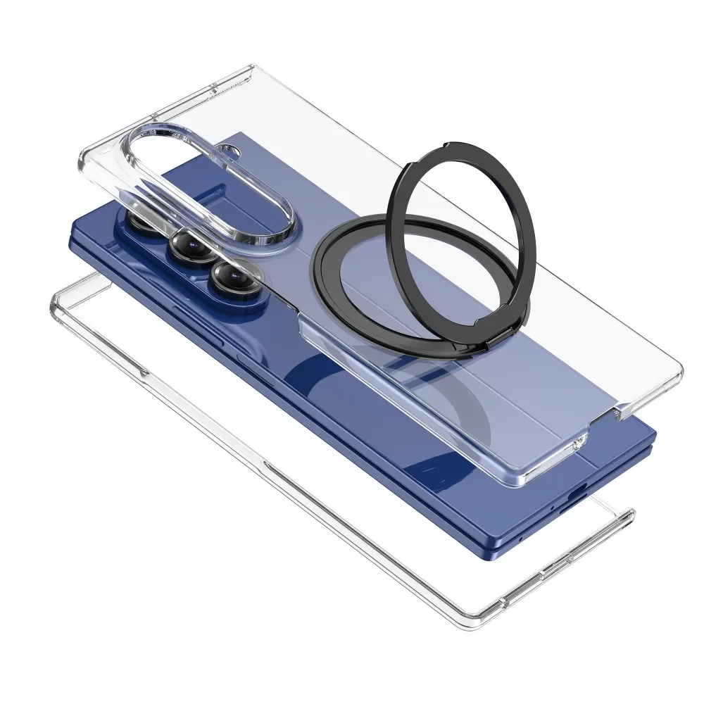 360 °   Coque de téléphone magnétique rotative, étui de protection Transparent pour Samsung Galaxy Z Fold 7 6 5G, chargement sans fil