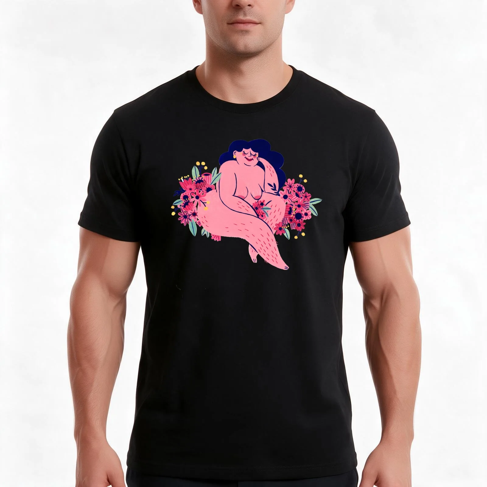 Among the flowers T-Shirt, Summer Casual Cotton Tee, Oversized Streetwear Tops, Vintage Graphic Print, Loose Fit Short Sleeve
