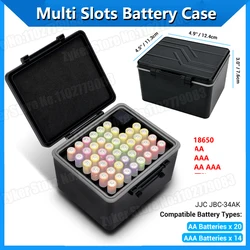 JJC 44 Slots Battery Case with Battery Tester for AA/AAA batteries Weterproof Hard Shell Battery Box Organizer for 18650 battery