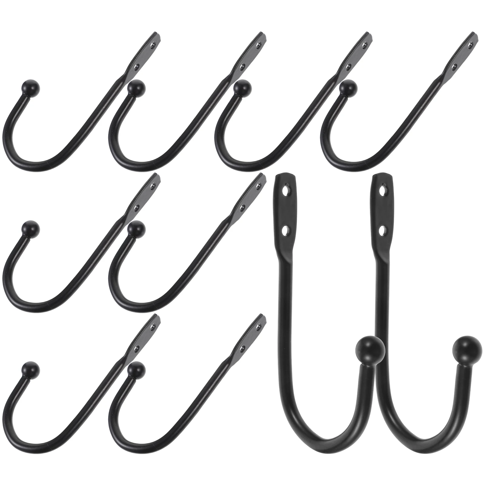 10 Pcs Fixed Curtain System Hooks Simple Retro Wall Mount Coat Rack Black Metal Storage Space Saver Durability Long Use Strong